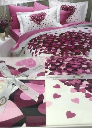 Комплект постельное белье  двуспальное евро "juana pink" (100 % хлопок) hobby, турция
