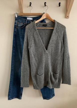 Серый теплый кардиган