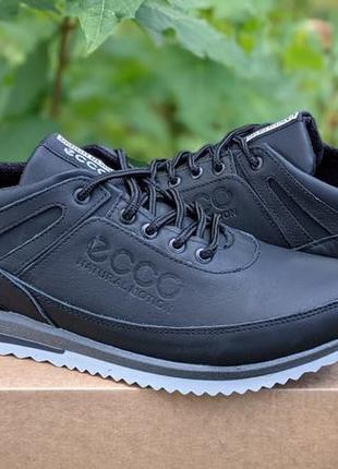 Спортивные ботинки, кроссовки кожаные черные мужские экко ecco (весна/осень/деми/демисезонные) для мужчин, удобные, комфортные,стильные9 фото