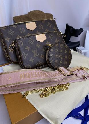 Кожаная женская сумка multi pochette premium lux8 фото