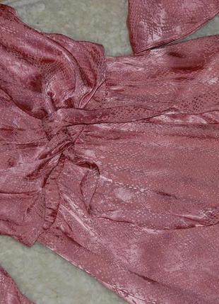 Сатинова натуральна сукня – міді з розрізом у білизняному стилі /плаття– міді topshop8 фото