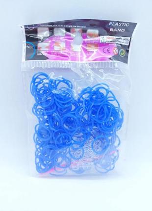 Гумки для плетіння браслетів сині 200 шт.1 фото
