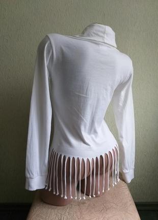 Необычный лонгслив с бахромой. водолазка. гольф. свитшот. 100% cotton.4 фото