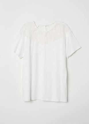 Футболка h&amp;m блузка блуза с кружевом вставка плечи открытые прозрачная прозрачная кружевная ажурная