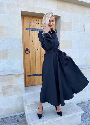 Женское длинное платье с поясом черное бежевое бордовое нарядное с рукавом демисезонное на каждый день8 фото