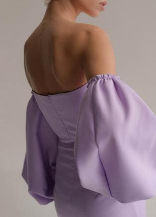 Сиреневое платье со съемными рукавами .3 фото