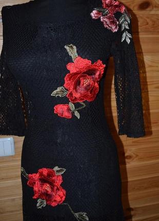 Шик! кружевное великолепное платье boohoo от магазина asos! вышивка в цветы!4 фото