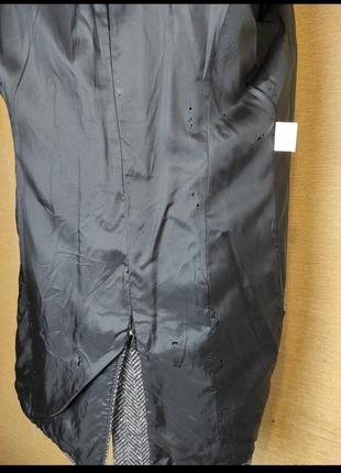 Вовняне осіннє сіро-чорне пальто  принт ялинка5 фото