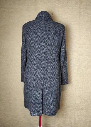 Вовняне осіннє сіро-чорне пальто  принт ялинка4 фото