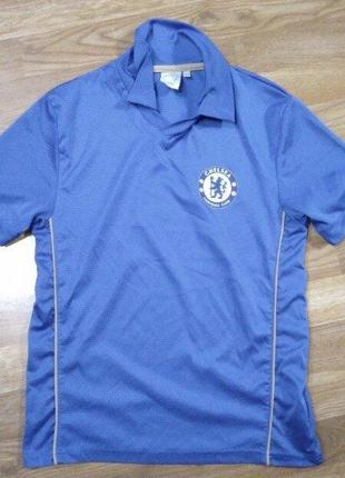 Футболка со значком клуба chelsea спортивная синяя 10лет 140р