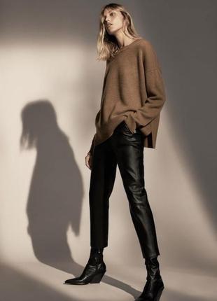 Черные кожаные брюки,из искусственной кожи из новой коллекции zara размер l,xxl