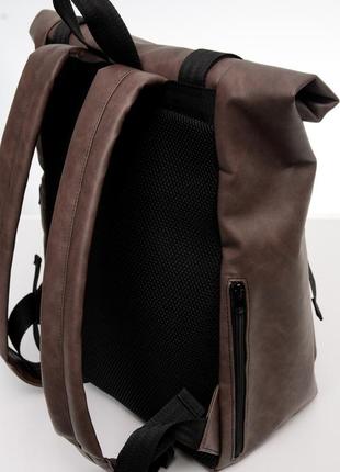 Рюкзак великий жіночий розкладний коричневий стильний шкіра еко рюкзак рол3 фото