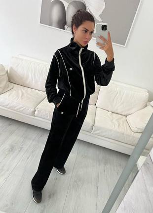 Чёрный спортивный прогулочный костюм селин celine
