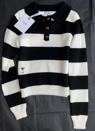 Черно-белый полосатый свитер диор dior
