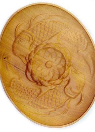 Менажница деревянная,резная "карпы и лотос"2 фото