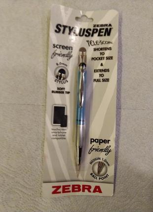 Ручка стилус zebra styluspen telescopic ballpoint pen, medium point 1.0mm телескопічна блакитна2 фото