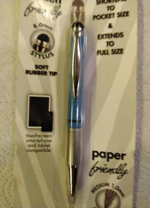 Ручка стилус zebra styluspen telescopic ballpoint pen, medium point 1.0mm телескопічна блакитна