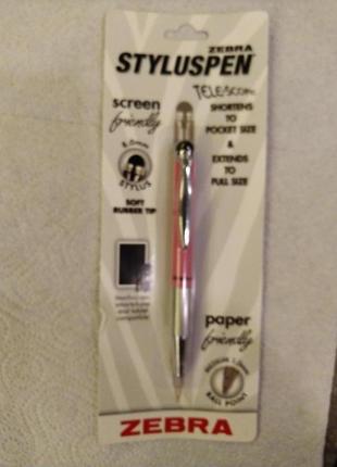 Ручка стилус zebra styluspen telescopic ballpoint pen, medium point 1.0mm телескопическая розовая2 фото