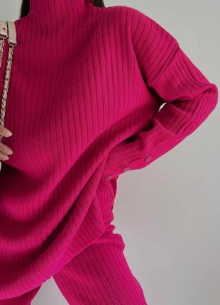 Костюм жіночий трикотажний в рубчик з широкими штанами розм.42-484 фото