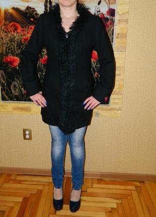 Пальто женское чёрное с мехом размер 42-44 hennes.7 фото
