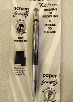 Ручка стилус zebra styluspen telescopic ballpoint pen, medium point 1.0mm телескопическая серая
