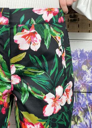 Чорні котонові брюки в квітковий принт 1+1=39 фото
