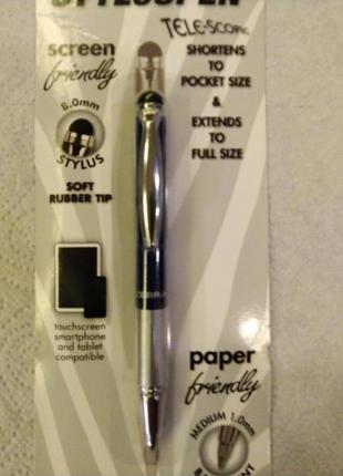 Ручка стилус zebra styluspen telescopic ballpoint pen, medium point 1.0mm телескопічна синя