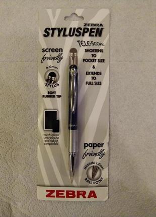Ручка стилус zebra styluspen telescopic ballpoint pen, medium point 1.0mm телескопічна синя6 фото