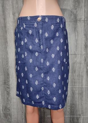 Классная льняная юбка с карманами пот-41-48 см