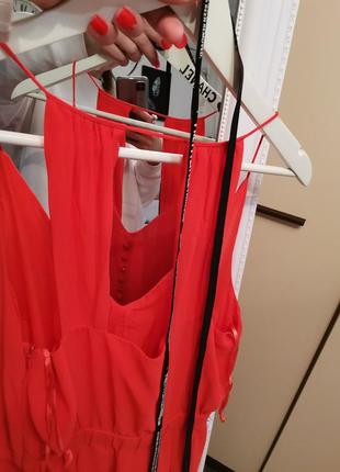 Шикарное трендовое красное платье в пол с пуговицами 12433 фото