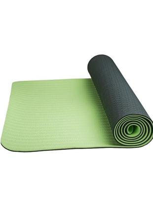Килимок для йоги та фітнесу power system ps-4060 tpeyoga mat premium green (183х61х0.6)