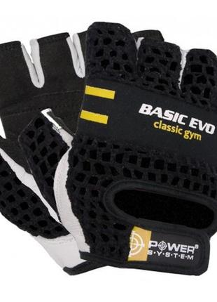 Спортивные перчатки для фитнеса и тяжелой атлетики power system basic evo black yellow line m