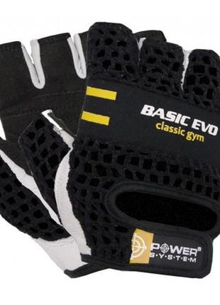 Рукавички для фітнесу power system ps-2100 basic evo black/yellow line m