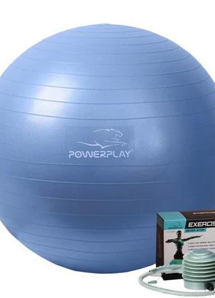 М'яч для фітнесу powerplay 4001 65см синій + насос2 фото