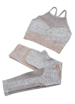 Спортивний комплект жіночий лосини та топ the queen jane 2002 grey s для фітнесу йоги спортзалу