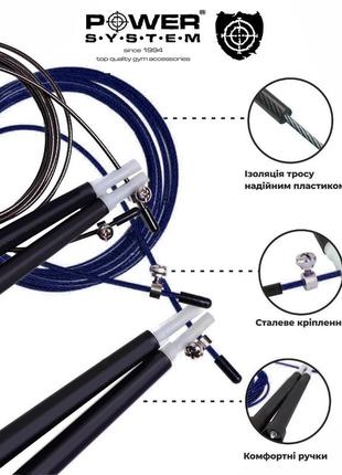 Скоростная скакалка для занятий фитнесом power system ultra speed rope blue9 фото