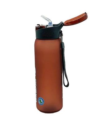 Качественная спортивная бутылка воды casno 600 мл красная с соломинкой  для спорта для тренировок мн