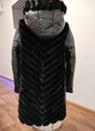 Шуба норка трансформер шкіряні рукава.