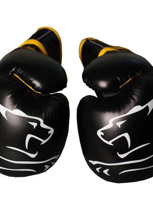 Боксерские перчатки powerplay 3018 черно-желтые 8 унций4 фото