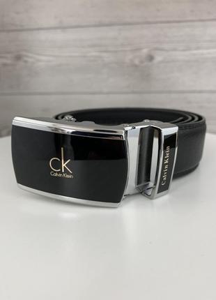 Чоловічий ремінь calvin klein автомат, якісний чорний ремінь келвін кляйн з пряжкою подарунок