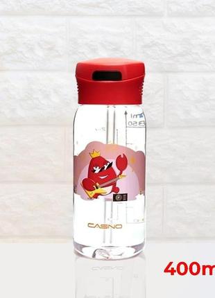 Бутылка для воды детская с соломинкой casno 400 мл kxn-1195 красная (краб) з соломинкою многоразовая3 фото