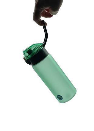 Бутылка для воды из качественного пластика casno 550 мл зеленая  для спорта для тренировок многоразо