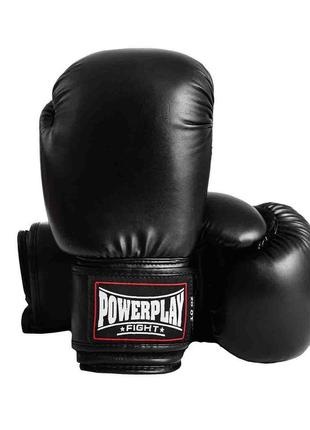Боксерские перчатки для единоборств powerplay черные 10 унций