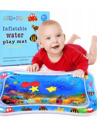 Детский развивающий водный коврик с надувным бортиком air pro inflatable water play mat