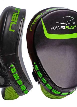 Лапи боксерські powerplay 3041 чорно-зелені pu [пара]