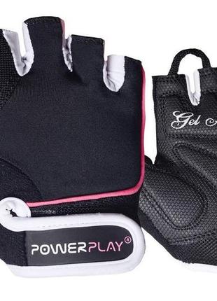 Рукавички для фітнесу powerplay 1750 жіночі чорно-рожеві xs2 фото