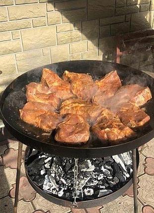 Садж сковорода из диска бороны 50 см с подставкой для огня с крышкой и чехлом . подарок охотнику