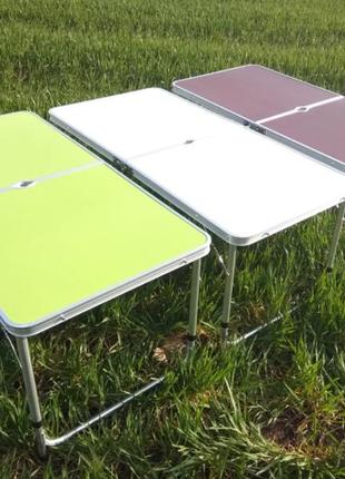 Раскладной стол для пикника и стулья на пикник салатовый стол чемодан и четыре складных стула туристический3 фото