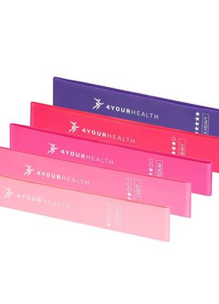 Фітнес резинки набір із 5шт. 4yourhealth mini band fitness 2662 (від 1 до 20кг.) рожевий3 фото