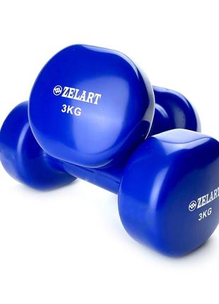 Гантели для фитнеса с виниловым покрытием (2 шт по 3 кг) синий1 фото